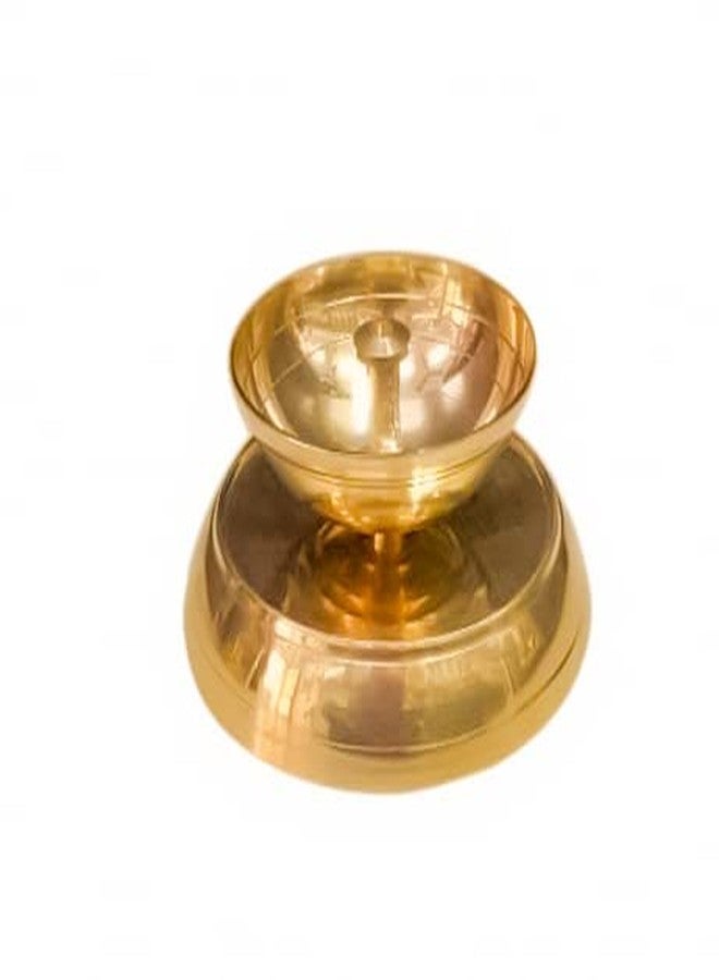 SVShoperzone Brass Akhand Diya with Jyoti Diya Cover Divi Oil Lamp for Temple Spiritual Oil Wick Lamp (Medium) - Image 2